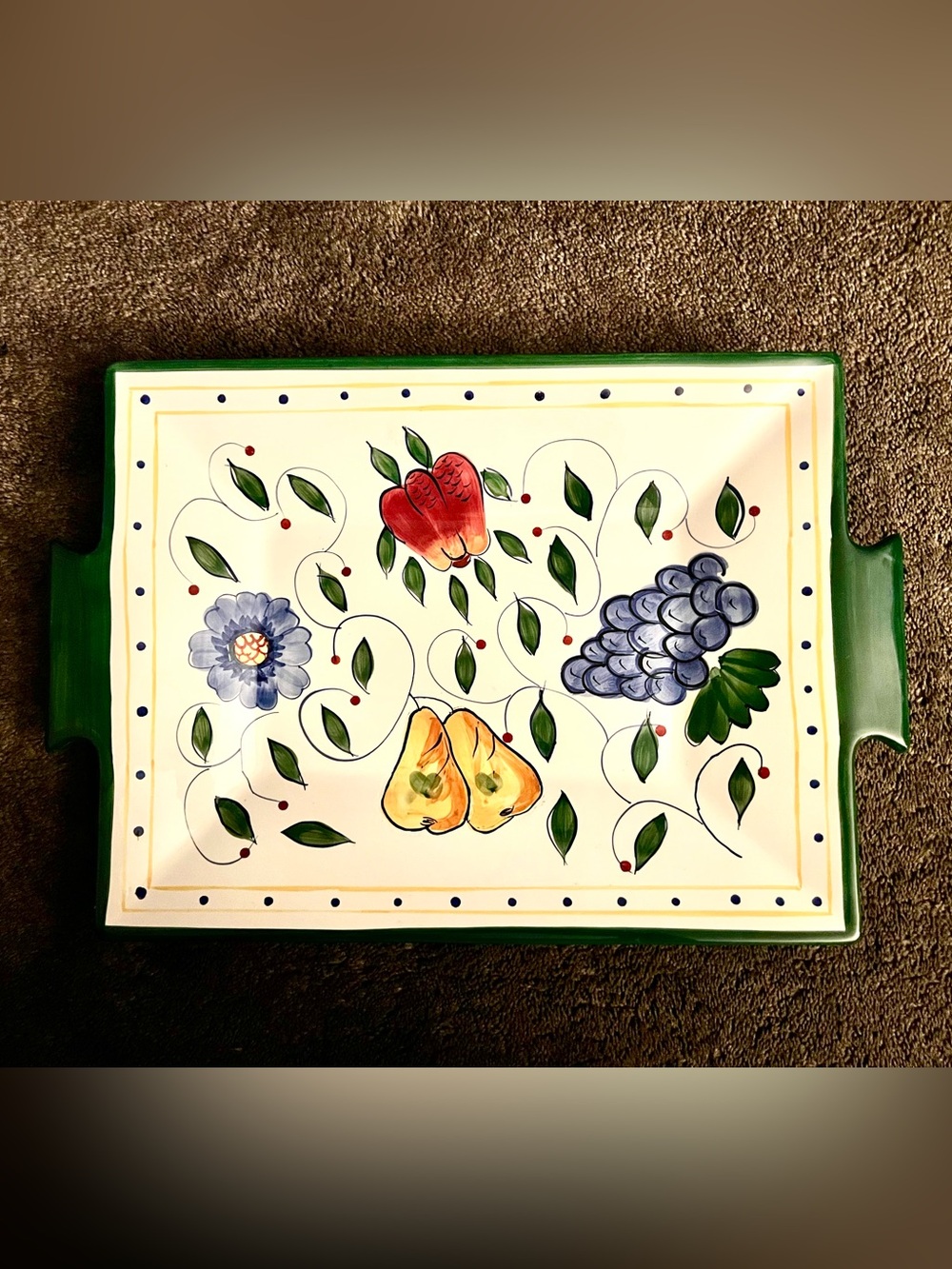 LARGE 18” Gibson Serving Platter - Fruit & Floral Stoneware